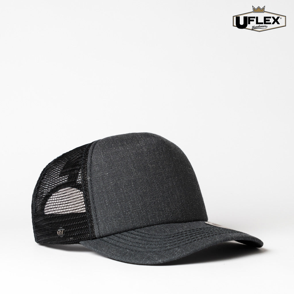 Snap Back Trucker - Black/Black Mesh