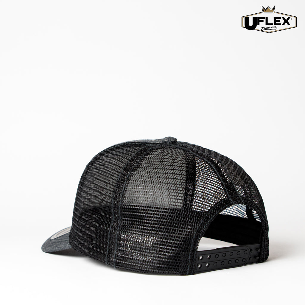 Snap Back Trucker - Black/Black Mesh