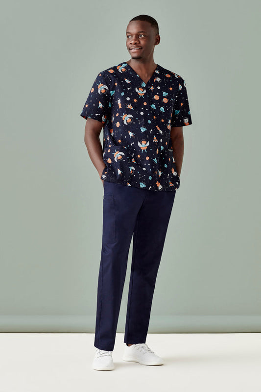 Space Party Mens Scrub Top